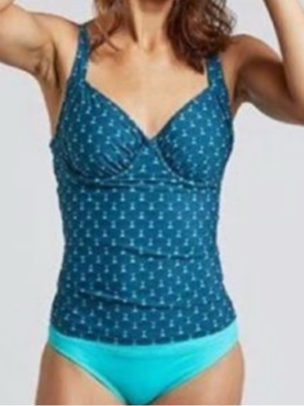 TITLE NINE Bodacious Tankini Top in Turquoise/Blue 32C with Bottom XS NWT